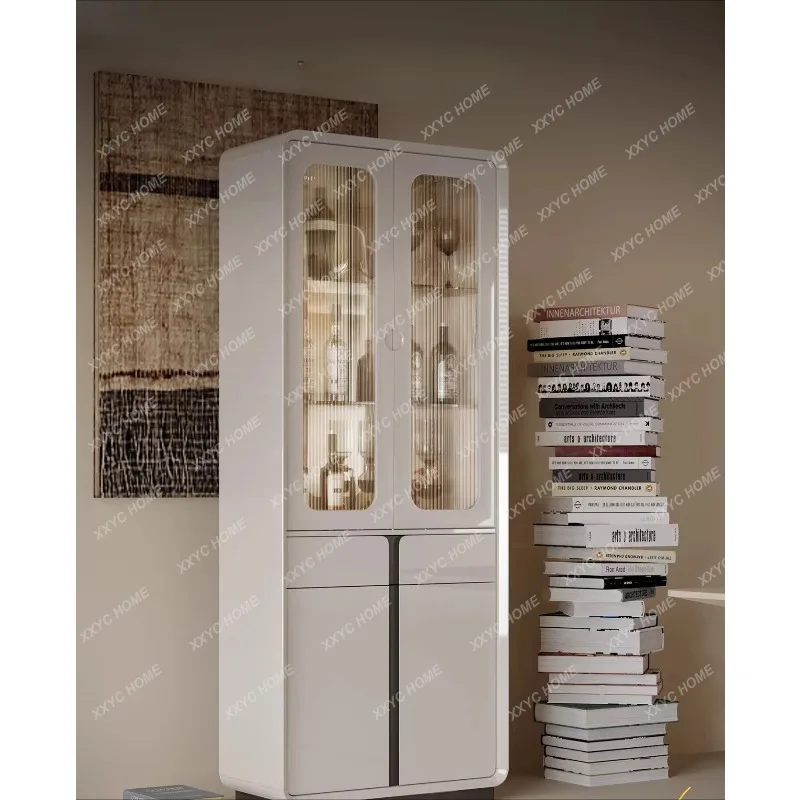 XX minimalist living room wine cabinet cream wind display cabinet modern minimalist household white bookcase storage integr