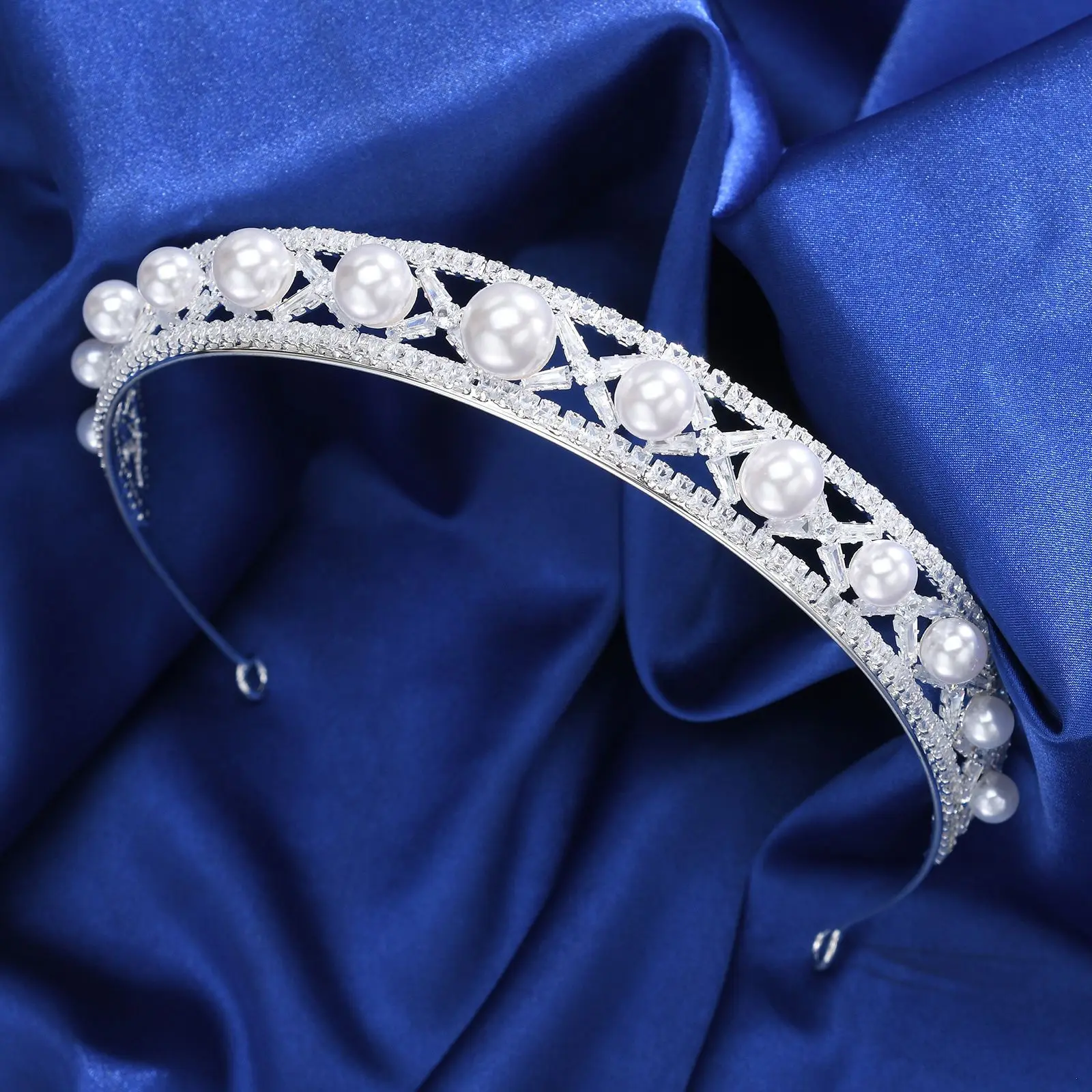 

Изысканная корона принцессы с цирконами и жемчугом, свадебный аксессуар для волос, высококачественное украшение для головы для особых случаев