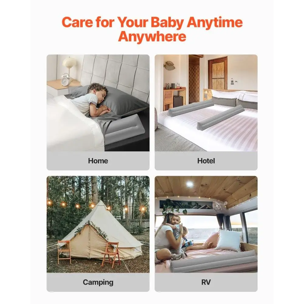 Inflatable Bed Bumper for toddlers 47.4 Inch Safety Guard  with Hand Pump Portable Bed Protector