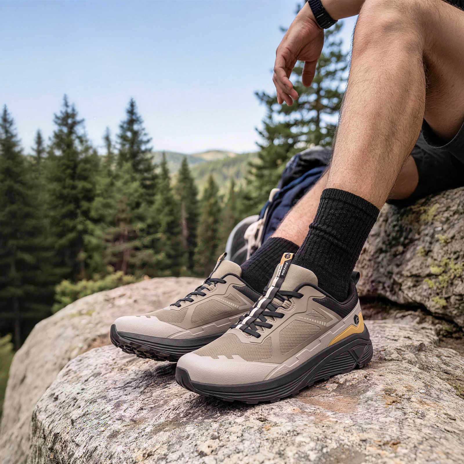 Fitville Herren Trail-Laufschuhe mit breiter Zehenbox, Sportschuhe, atmungsaktiv, mit Dämpfung, Outdoor-Wanderschuhe für Herren, mit Fußgewölbestütze – Detail 17