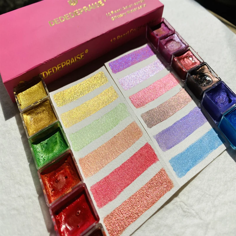 Pearl/Gem/Starry/Candy/Macaron Solid Watercolor Paints Pearlescent Pigment Art Metallic Glitter Water Color