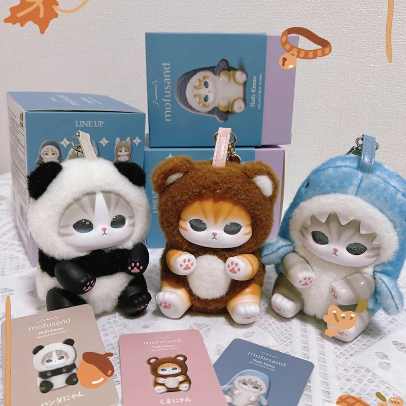 Mofusand série de vinil caixa cega brinquedos-surpresa tubarão gato pingente brinquedo presente exclusivo para crianças aniversário meninas ornamentos colecionáveis