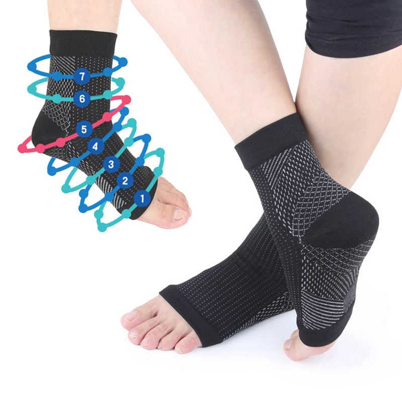 2 pcs/Bag Men Women Open Toe Design Quick Dry and Convenient to Wear Compression Socks Ankle Brace