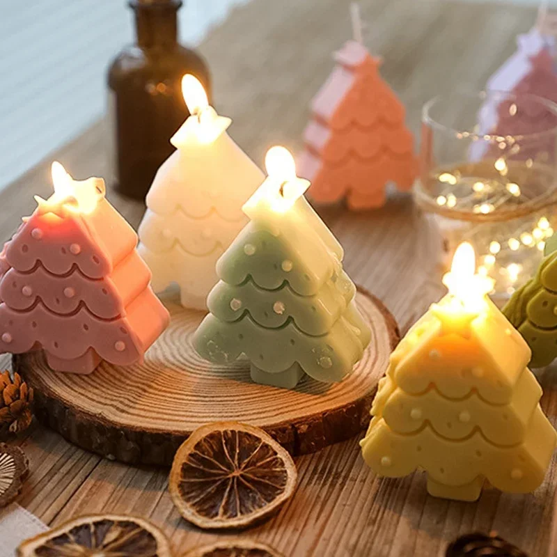 

Ins Macaron Candle Handmade Christmas Tree Snowflake Candle Creative Xmas Bean Wax Aromatherapy Scene party Decoration