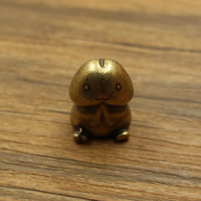 Brass Metal Cartoon Mushroom Head Decorative Figurines Personalized Cute Car Keychain Pendant Kawaii Accessories Miniatures