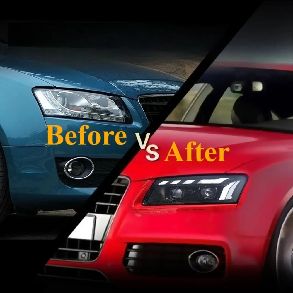 HETOP A5 B8 Headlights 2008-2011 Upgrade RS LED Head Lamp Modified Front Lamp Turn Signals Daytime Running Lights for Audi