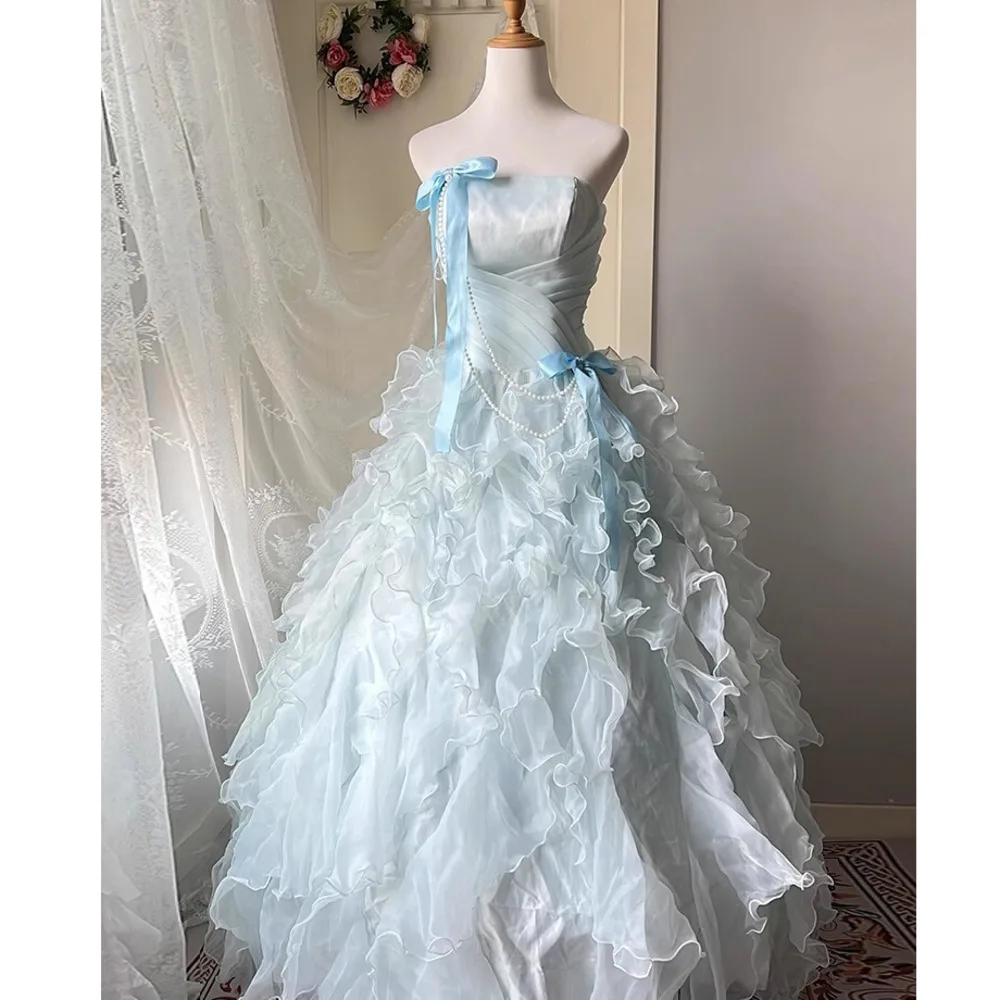 Vestido de noche azul para mujer, sensación para personas mayores, absolutamente hermoso, bar de cumpleaños, banquete Mitzah, dulce y elegante vestido de princesa
