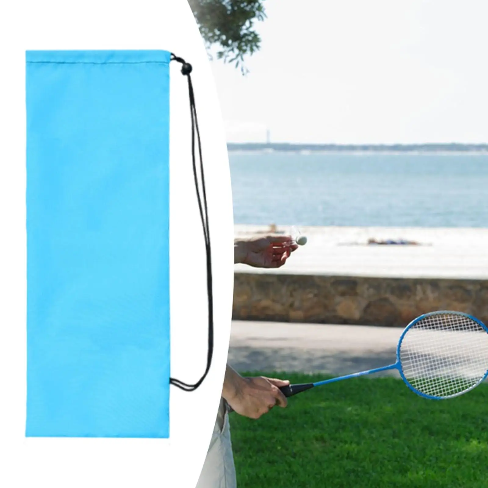 Badminton Racket Storage Bag Polypropylene Drawstring Shoulder Pouch for Men Women Outdoor Matches