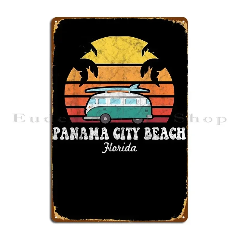 Panama City Beach Retro 80s Florida Metal Sign Poster Character Cinema Customize Rusty Kitchen Tin Sign Poster