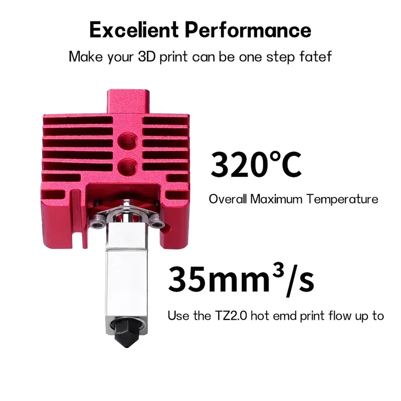 

Bambu Lab Hotend Upgrade TZ 2.0 Bi-Metal Hardened 0.4mm Nozzle for X1 X1C P1P P1S with P1P Thermistor 3.2mm Outer Diameter