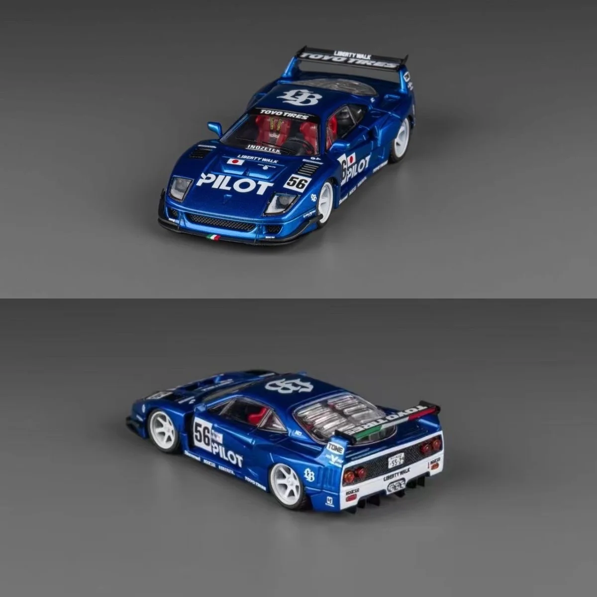 

TopArt 1:64 LBWK F40 Tokyo Auto Salon - Electroplated Blue Alloy Car Model