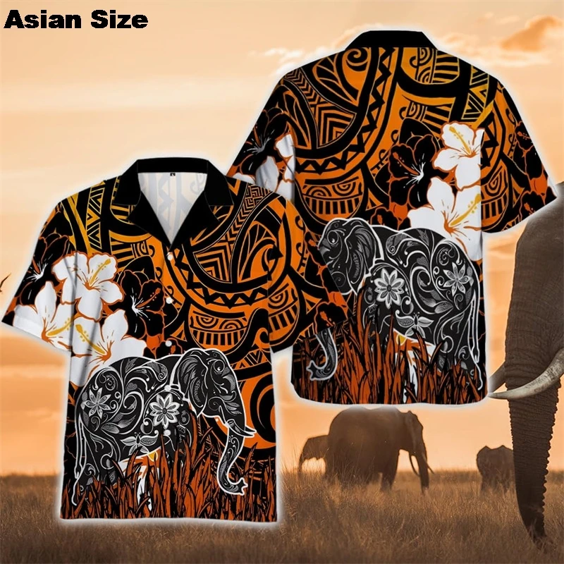 Men's Shirts Thai Elephant Casual 3D Printed Hawaii Shirt Man 2025 Summer Fashion Shirt For Man Daily Short Sleeves Men Clothing