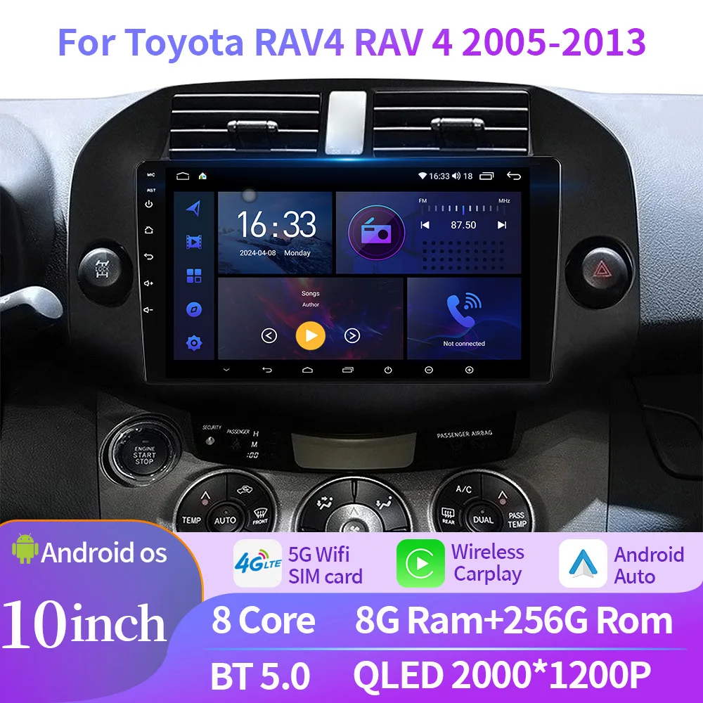 Android OS autoradio per Toyota RAV4 RAV 4 2005-2013 Multimedia Video Navigation autoradio Carplay Wireless Stereo Touch Screen