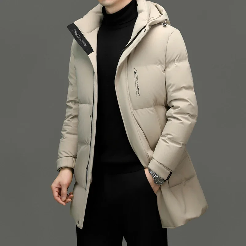 COZOK-Veste à Capuche Ultralégère en Duvet de Canard pour Homme, Manteau Long, Coupe-Vent, Vêtements de Styliste, Collection Hiver