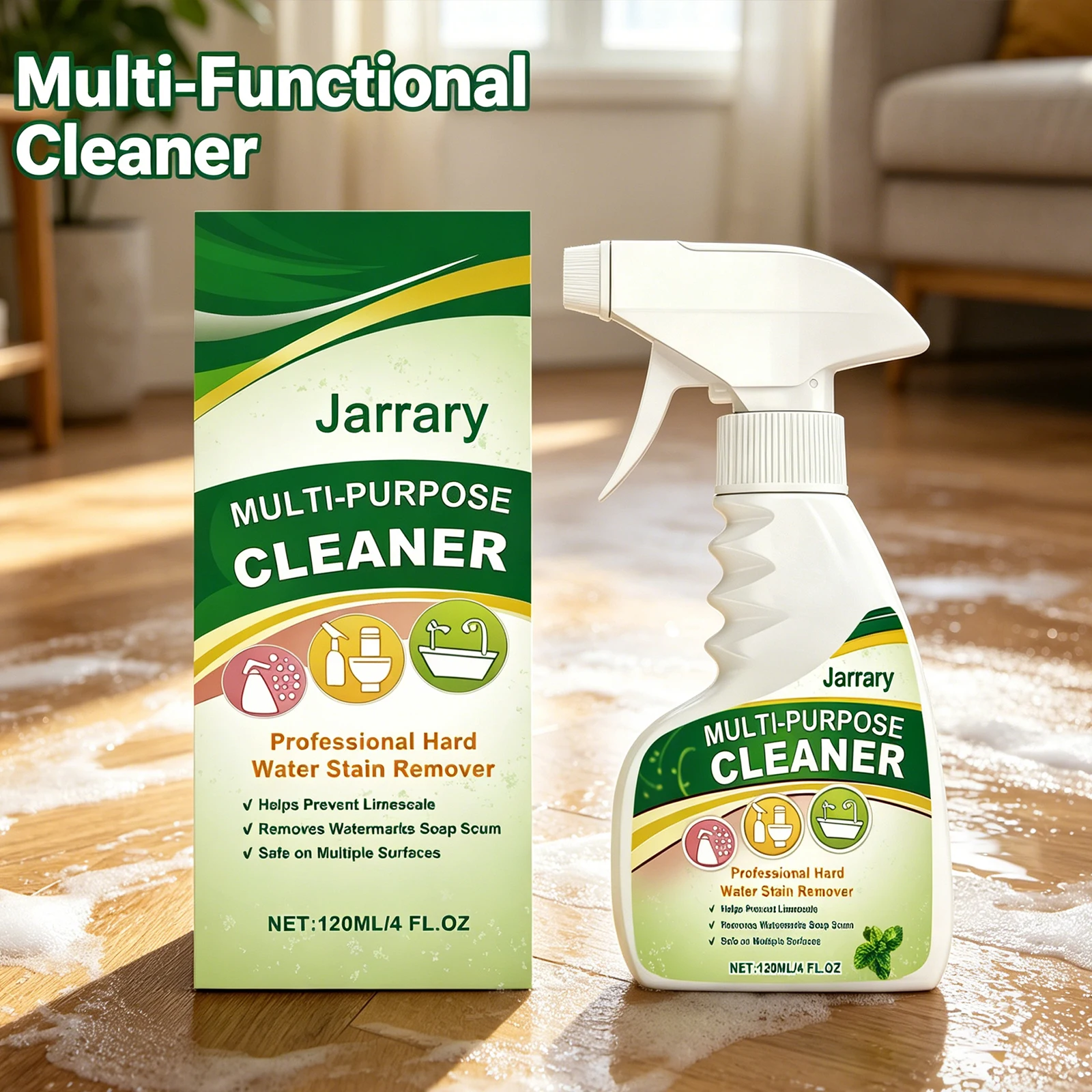 Jarrary Multi-functional Cleaner Gentle Stain Removal Whole House Cleaning Deodorant Powerful Stubborn Dirt Cleaner Spray 120ml