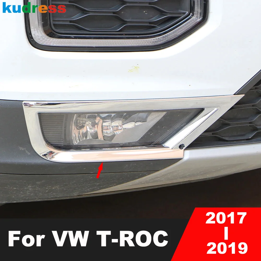 Front Fog Light Lamp Cover Trim For Volkswagen VW T-ROC TROC 2017 2018 2019 Chrome Car Accessories Head Foglight Bezel Trims