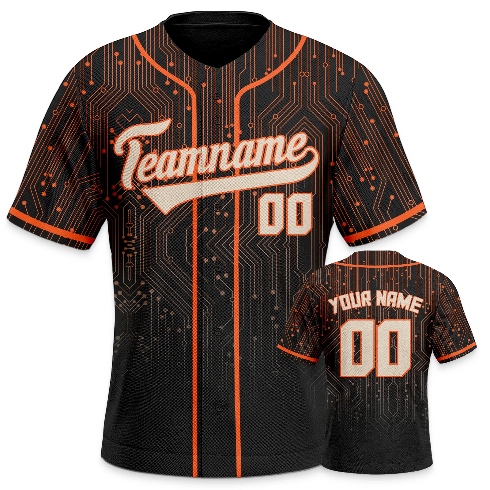 

Custom Baseball Jersey Orange Black Personalized Baseball Shirt Print Name Number Uniforms Men Women Youth Kids Breathable Tops