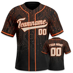 Custom Baseball Jersey Orange Black Personalized Baseball Shirt Print Name Number Uniforms Men Women Youth Kids Breathable Tops
