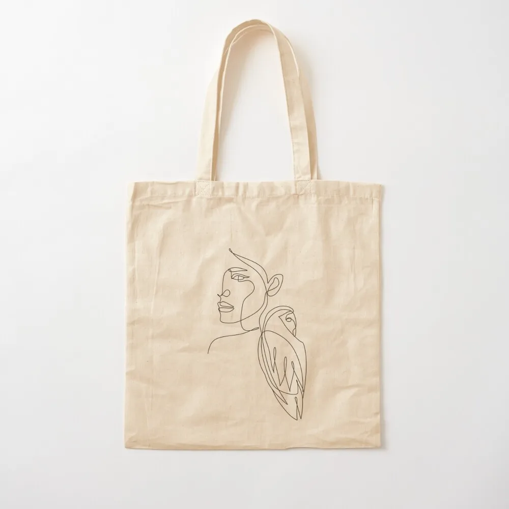 

woman with owl line art Tote Bag canvas tote bag Big bag Canvas Tote