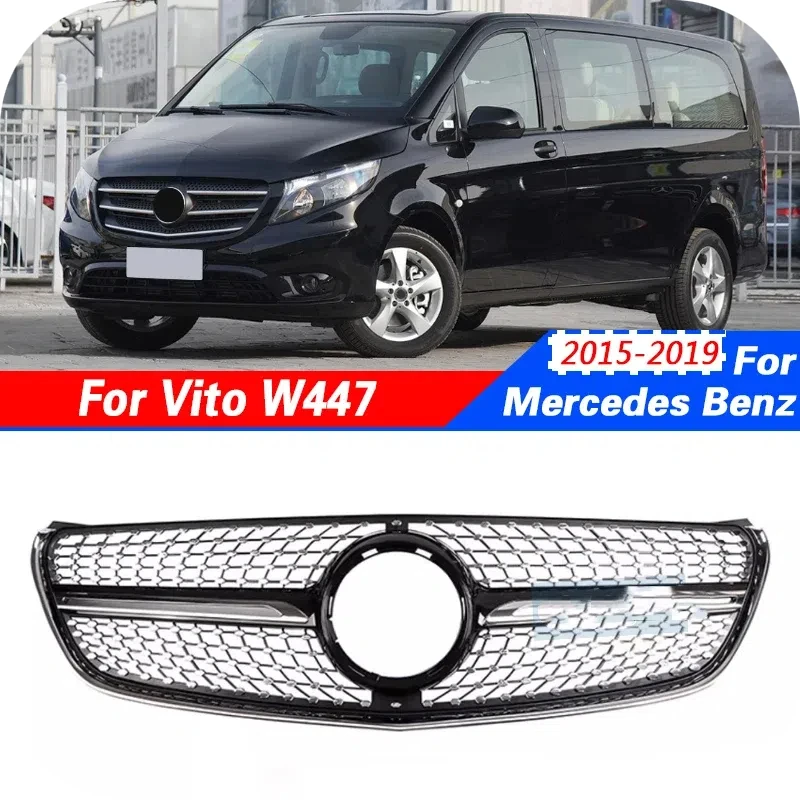 

X-T Diamond Style Front Grille Bumper Inlet Grill Grid For Mercedes Benz Vito W447 2015-2019 Tuning Medium net Grille