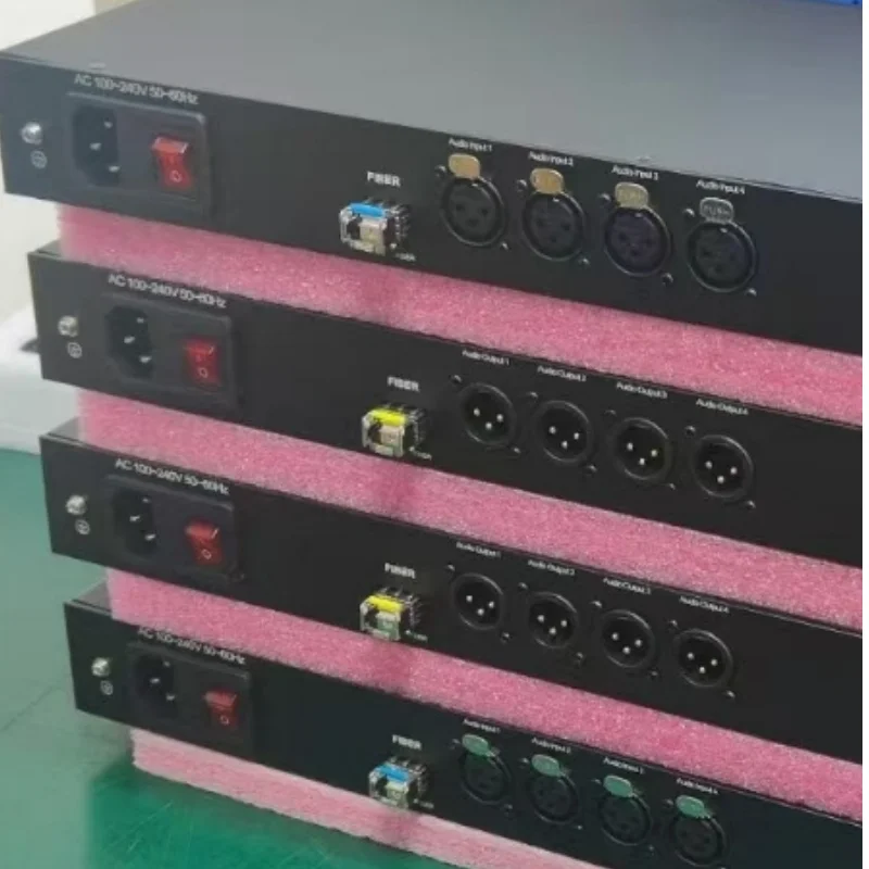 4 Channel Bidirectional Broadcast Quality XLR Audio Over Fibre System via SFP Module Fiber Connector