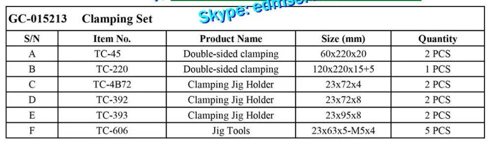 GC-015213 Clamping Set Parts, High quality tooling for all wire EDM machines fastening system