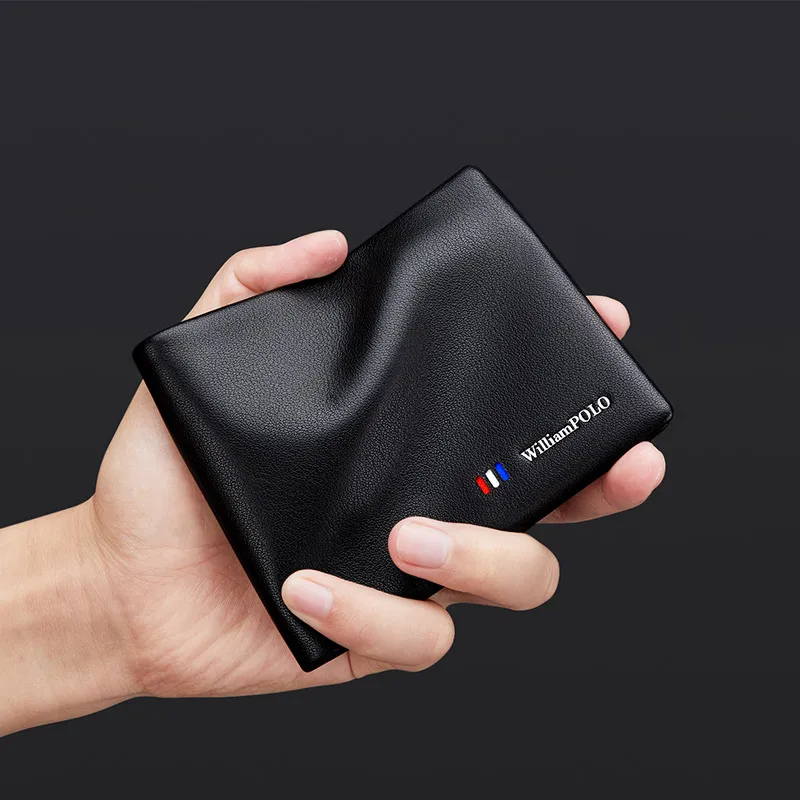 Genuine leather men's short wallet, fashionable multifunctional card holder, personalized card bag