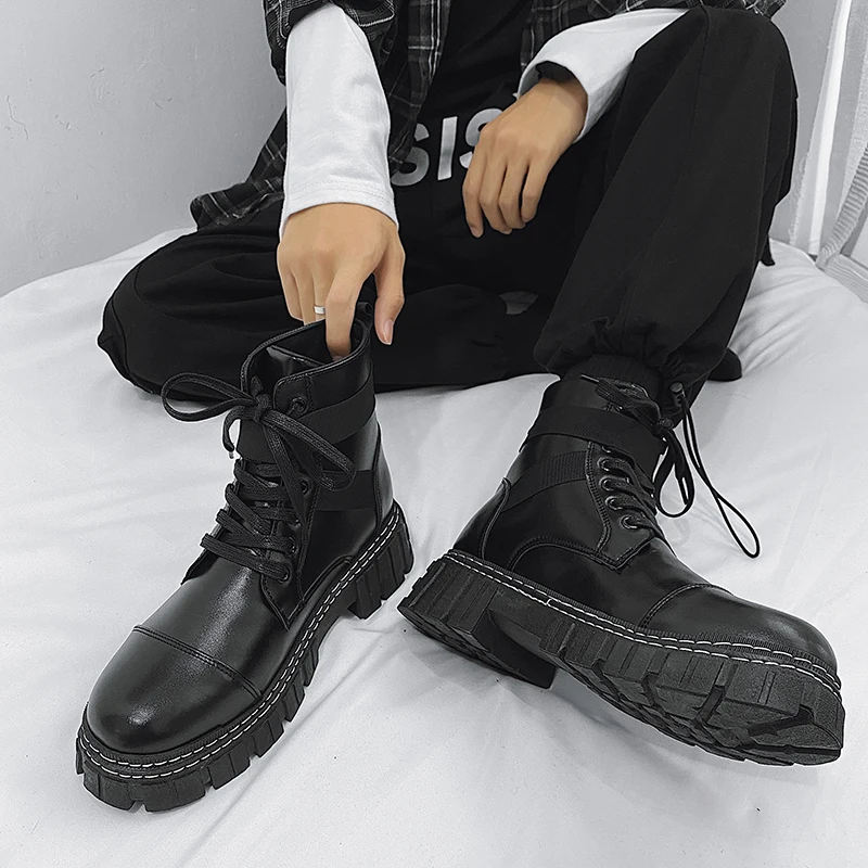 New Casual Doc Martens high boots botas vaquera para hombre de cuero effet militaire new rock work shoes men shoes army boots