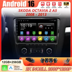 Android 16 For Skoda Octavia 2 A5 2008 - 2013 Multimedia Car GPS Stereo Radio No 2Din DVD 4G Auto WiFi Player Screen Navigation