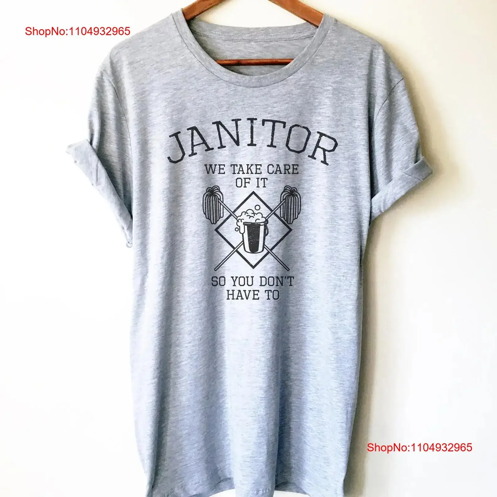 مضحك الباب تي شيرت مدرسة الرعاية المحملة Custodian خمر غسلها أنيق تنفس أزياء عارضة مريحة امتدت