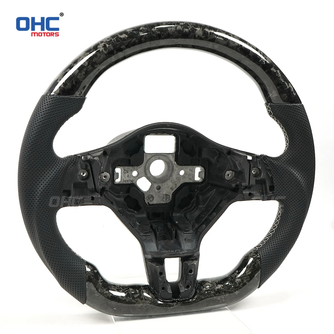 OHC Forged Carbon Fiber Steering Wheel For VW Volkswagen Golf 6 Perforated leather No Airbag