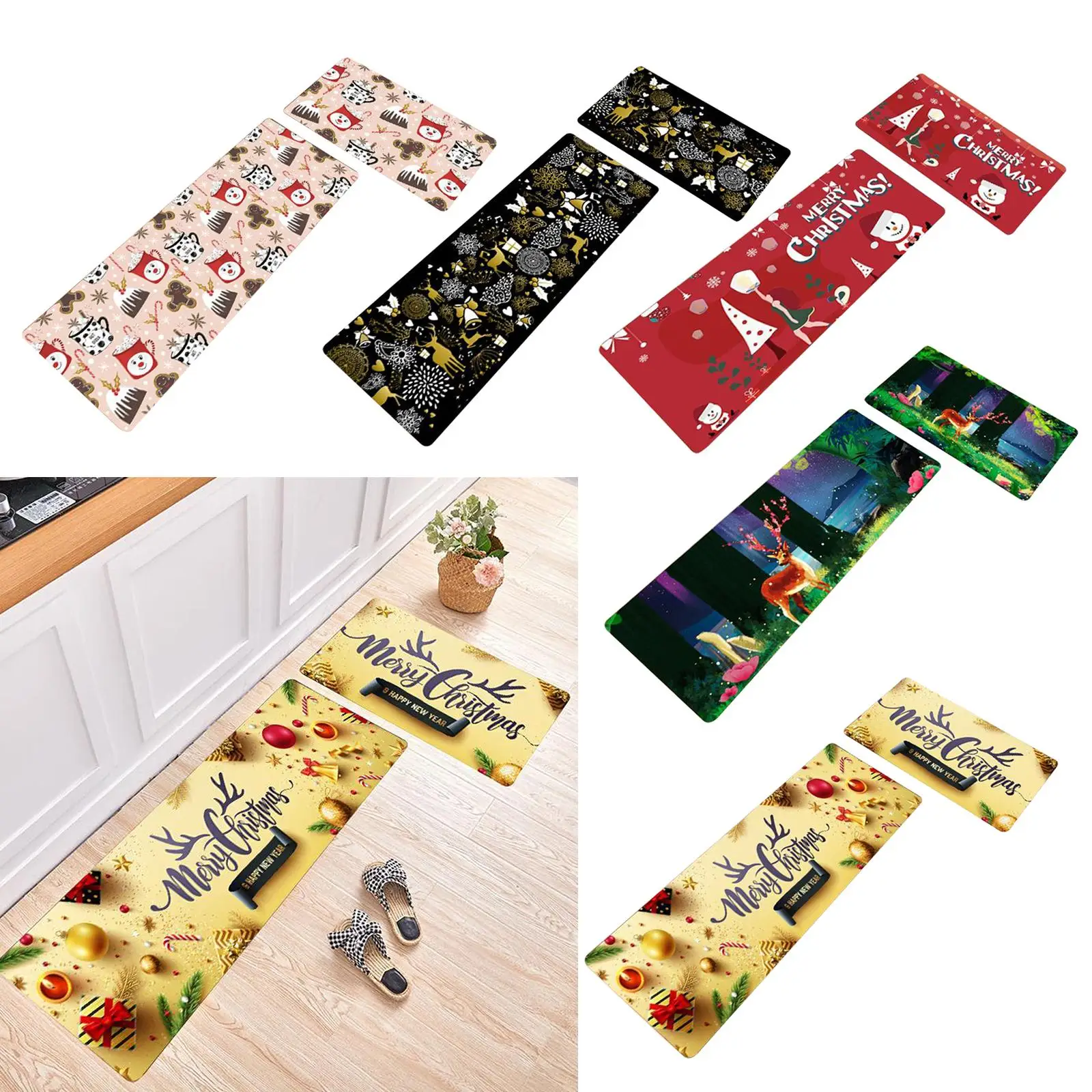2Pcs Non-Slip Soft Kitchen Mat Bath Rug Doormat Runner Carpet Set 40*60/120cm