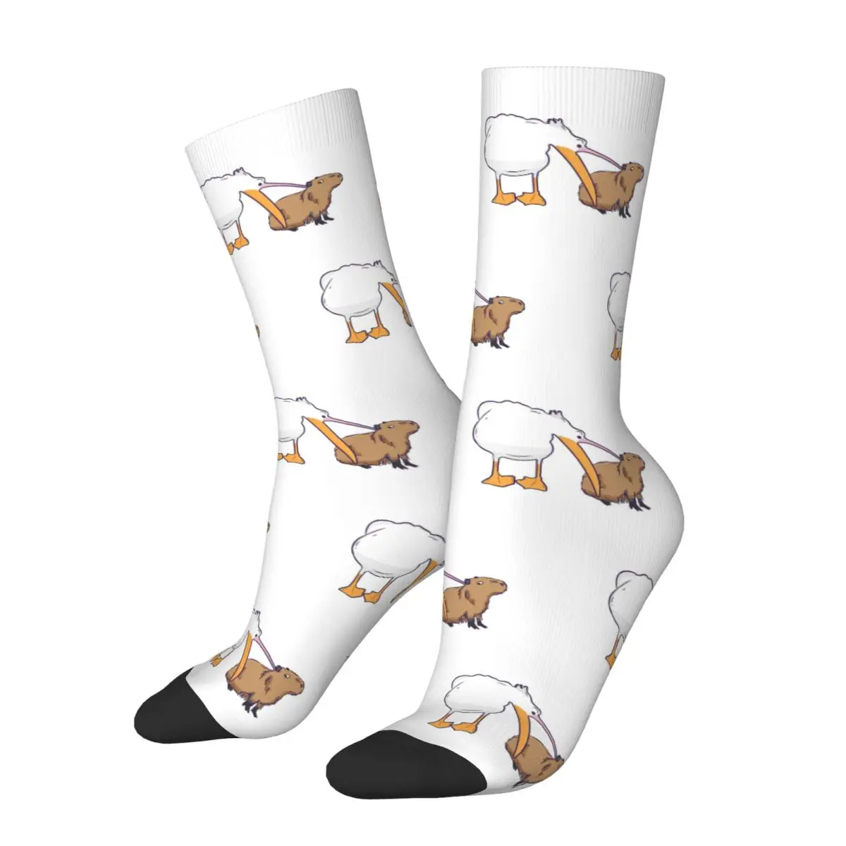 Happy Men's Socks Pelican Vintage Capybara Animal Street Style Crazy Crew Sock Gift Pattern Printed