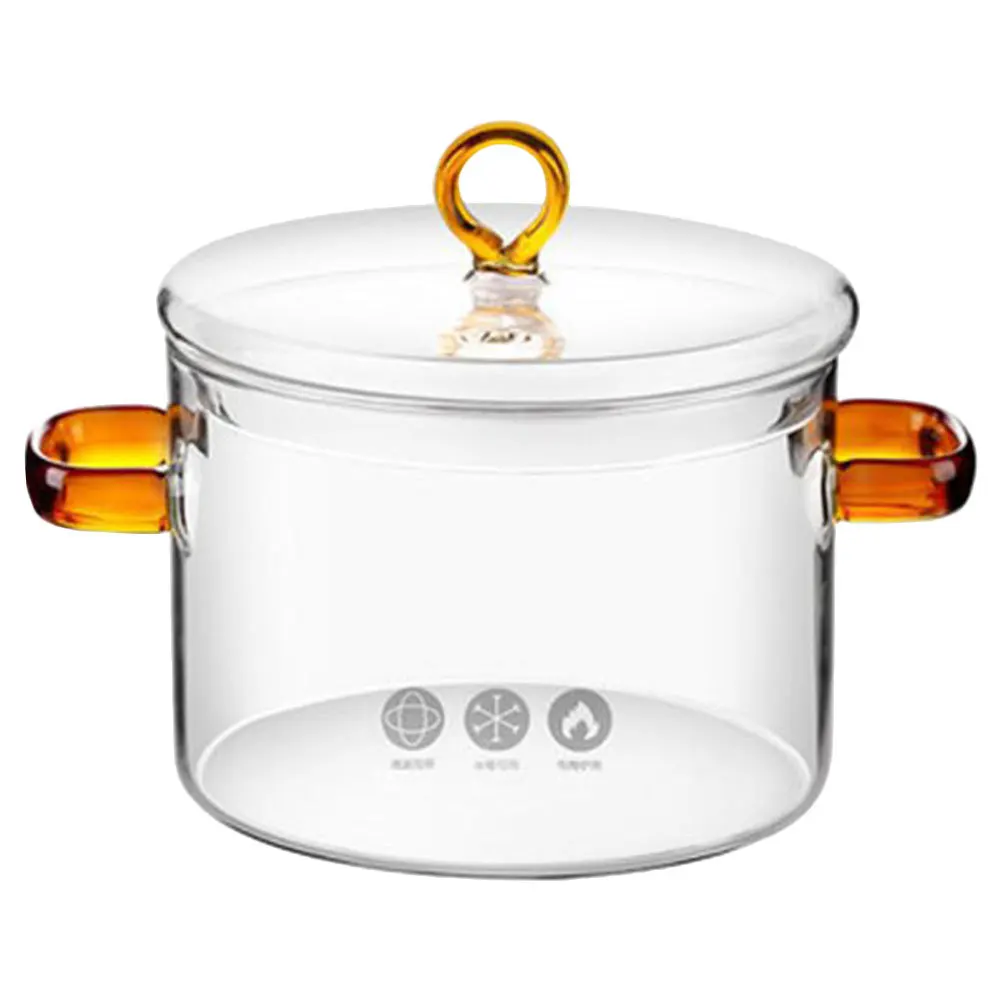

Glass Stew Pot Transparent Stovetop Cooking Pot Heat Resistant Kitchen Pan for Soup Milk Sauce Braised Pork Easy Clean