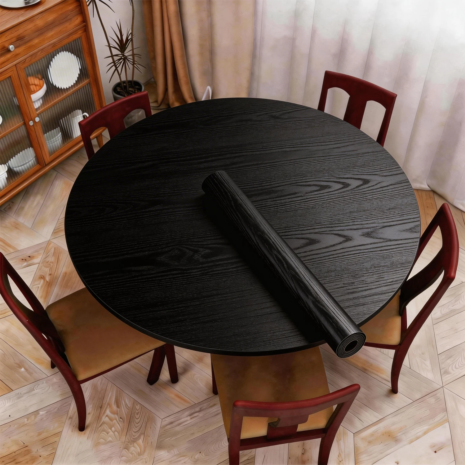 1 Roll Pvc Oil-proof Wood Grain Sticker Self-adhesive Wallpaper For Kitchen Countertop Furniture Cabinet Table Wall Renovation