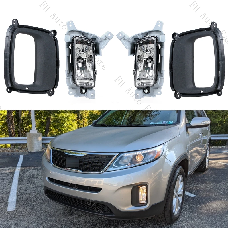 Car Front Bumper Fog Light Lamp Cover Frame Lid Cap For Kia Sorento 2014 2015 Foglight Foglamp