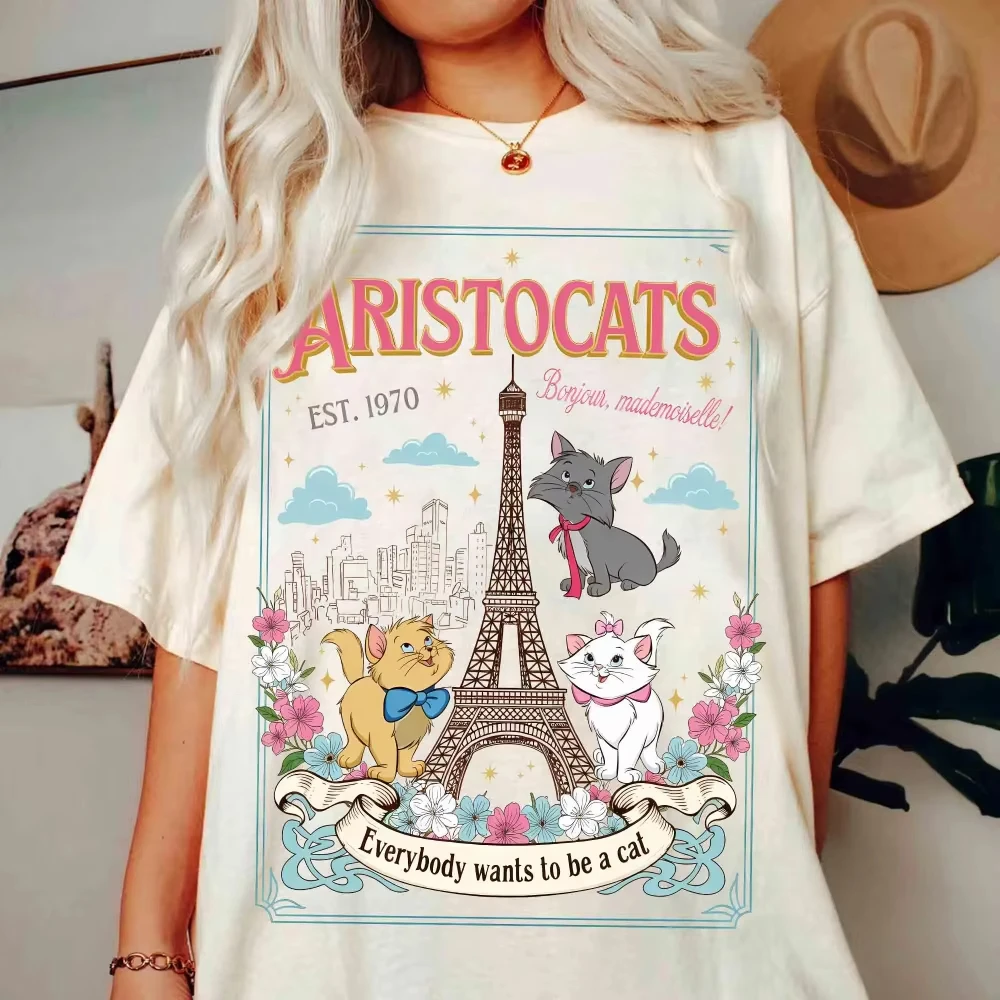 2026 NEW Retro Cat Adventure Mary Cat T-shirt Mary Berryoz Toulouse Cat T-shirt Cat Lovers Cat T-shirt