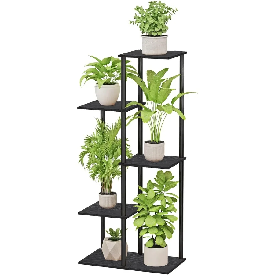 

Plant Stand Indoor 5 Tier 6 Potted Metal Wood Plant Shelf Multiple Flower Pots Corner Tall Plant Holder Stands for Living Room