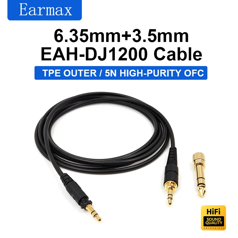 For Technics EAH-DJ1200 Headphone Cable Gold-Plated Headphone Adapter Replaceable Headphone Cable