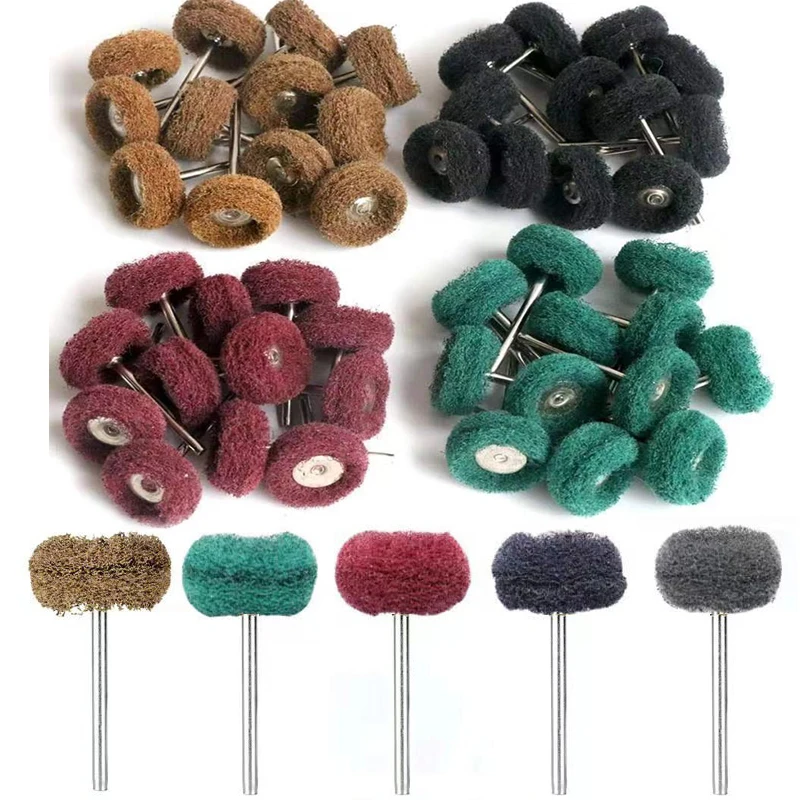 Mini Escova De Lixamento De Pano, Cabeça De Moagem De Nylon Com Alça, Cabeça De Polimento De Fibra, Roda De Polimento, Ferramentas Rotativas, Acessórios, 50Pcs