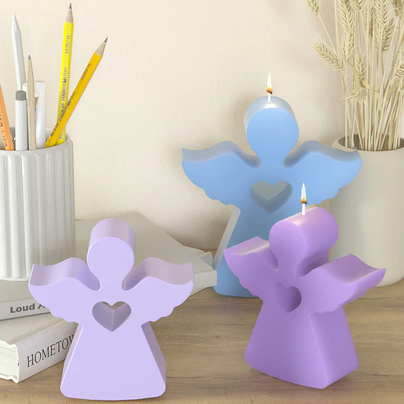 Concrete Angel Silicone Mold DIY Gypsum Cement Love Angel Candle Silicone Resin Mold