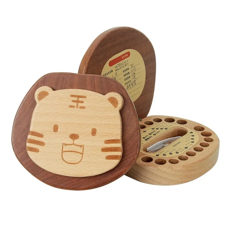 Funny Baby Teeth Storage Twelve Zodiac Animals Deciduous Teeth Storage Souvenir Box Solid Wood Deciduous Tooth Collection Box