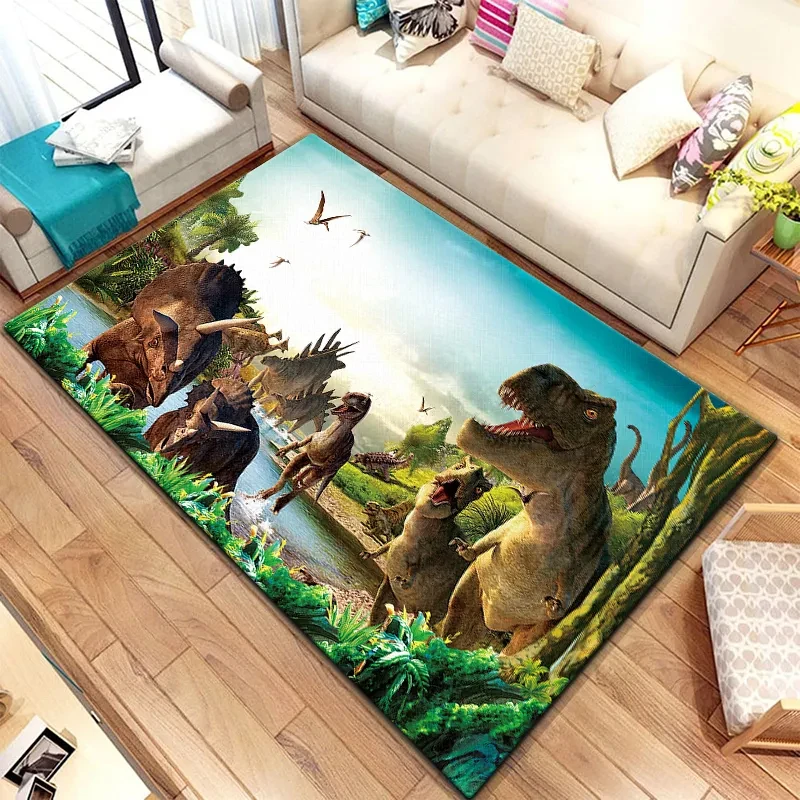 3D Jurassic Dinosaur Print Carpet for Living Room Bedroom Kitchen Bathroom Entrance Decor Non-slip Doormat Area Rug Yoga Mat