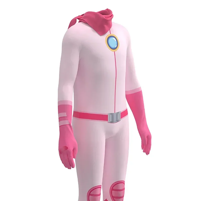 Peach Cosplay Jumpsuit Princess Costumes for Kids Girls Anime Game Peach Roleplay Bodysuit Jumpsuit Halloween Costume for Women