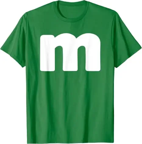 Vintage Gift Letter A Family Matching Clothes Basic Outfits Funny Letter M Chocolate Candy Halloween Team Groups Costume T-Shirt