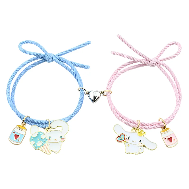 

Anime Kawaii Sanrio Cinnamoroll Bracelet Girl Cartoon Love Magnetic Couple Bracelet Alloy Bestie Sweet Bracelet Hair Accessories