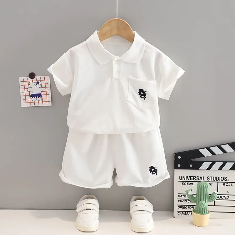 polo collar set summer children's summer boys short-sleeved shorts two-piece set summer children's casual children's clothing