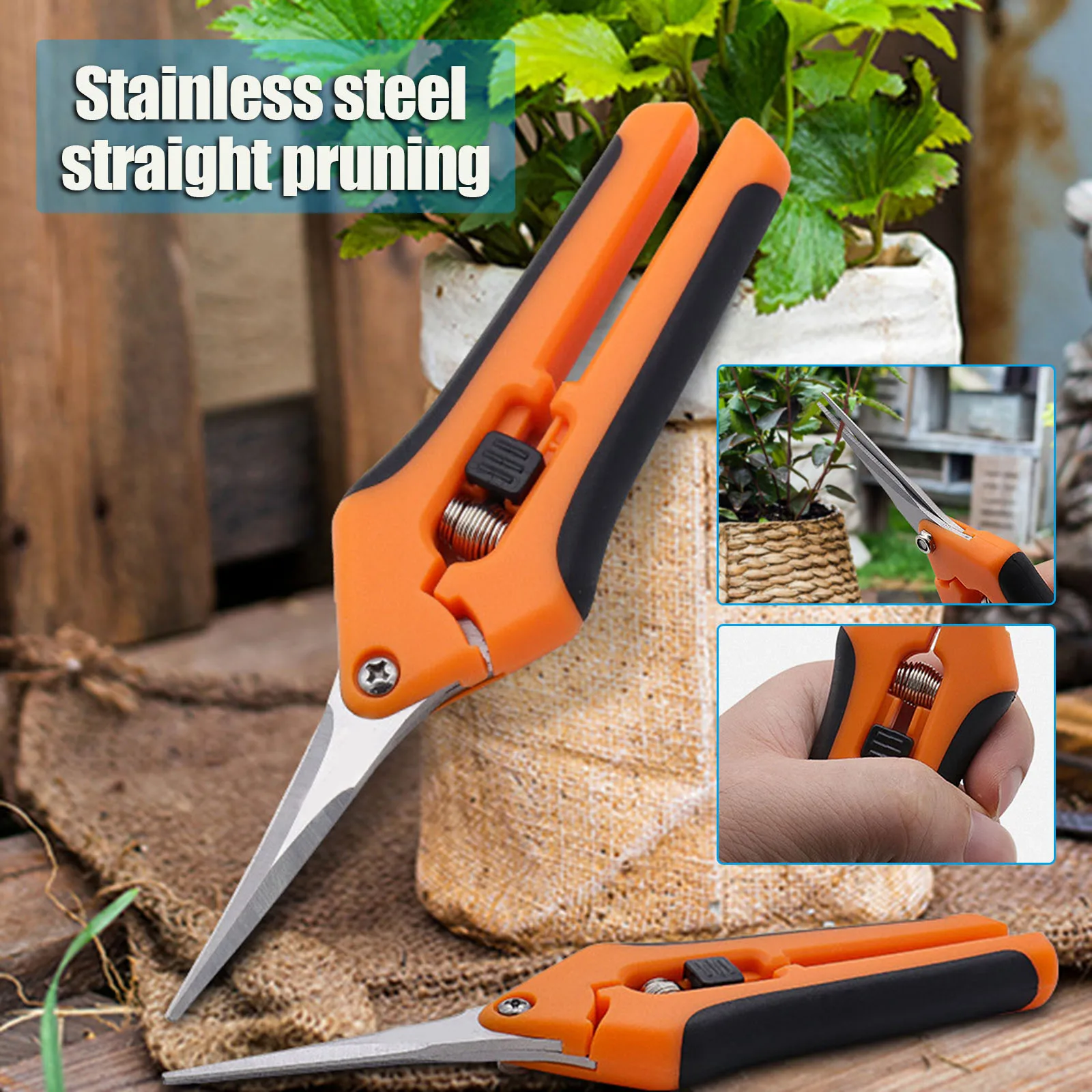 

Trimming Scissors With Spring-Loaded Ergonomic Garden Tool For Garden