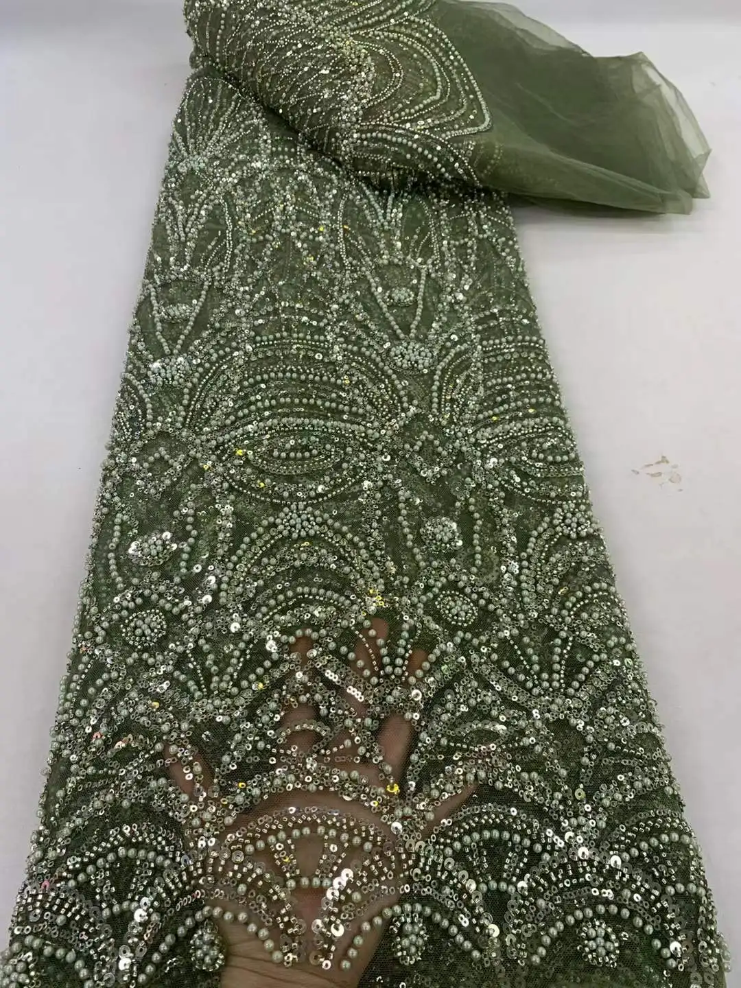 

White African Lace Fabric 2026 High Quality French Beaded Luxury Tulle Lace Nigerian Sequins Net Lace Fabric For Wedding Dress