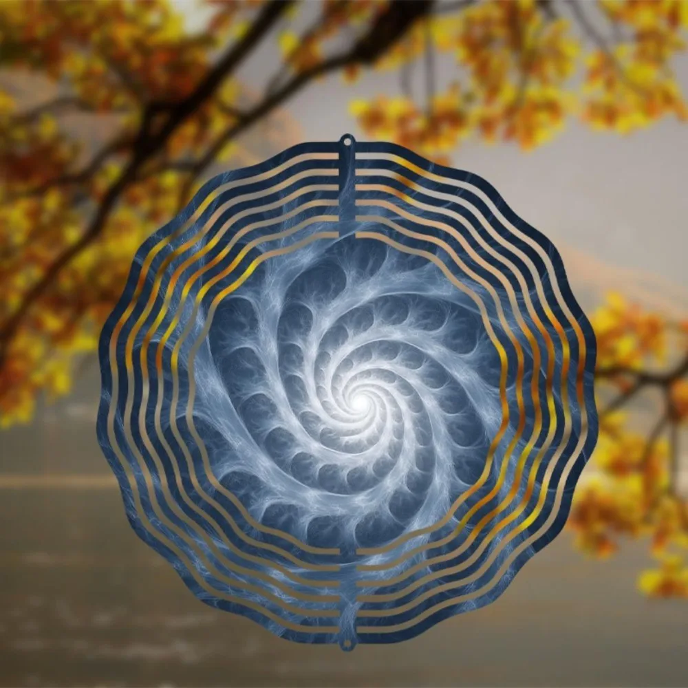 Blue Galaxy Swirl 3D Metal Wind Spinner Abstract Vortex Hanging Ornament Outdoor Garden Yard Patio Home Wall Art Decoration Gift
